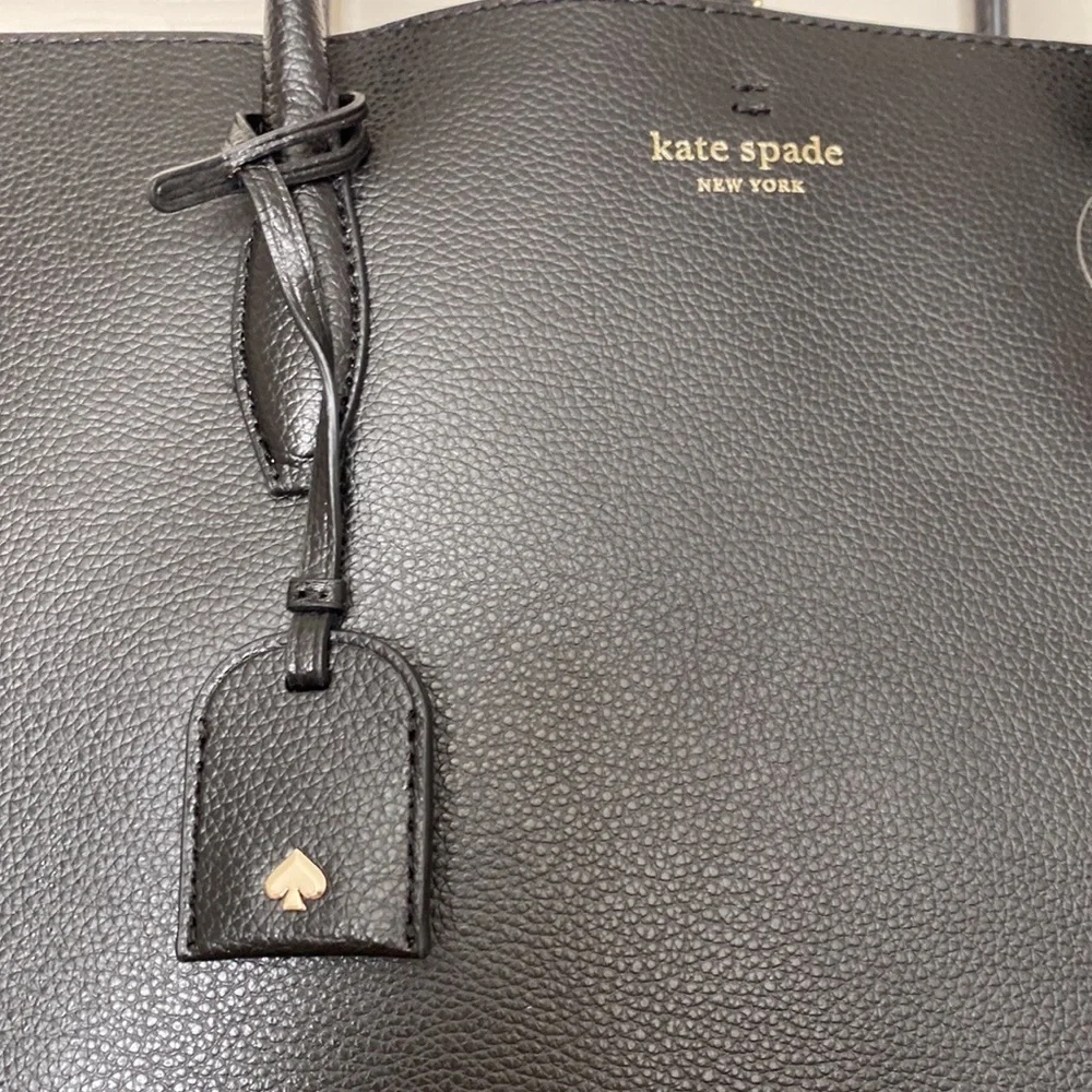 BNWT Kate Spade Eva Refined Black Leather Triple Compartment Tote